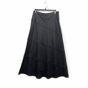 Whimsigoth Black Lace Tiered Maxi Skirt Witchy Goth Y2K Lagenlook Size 8